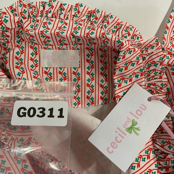Cecil and Lou 6 Girls NEW Ruffle Floral Robe Red Green Holiday - Picture 3 of 9